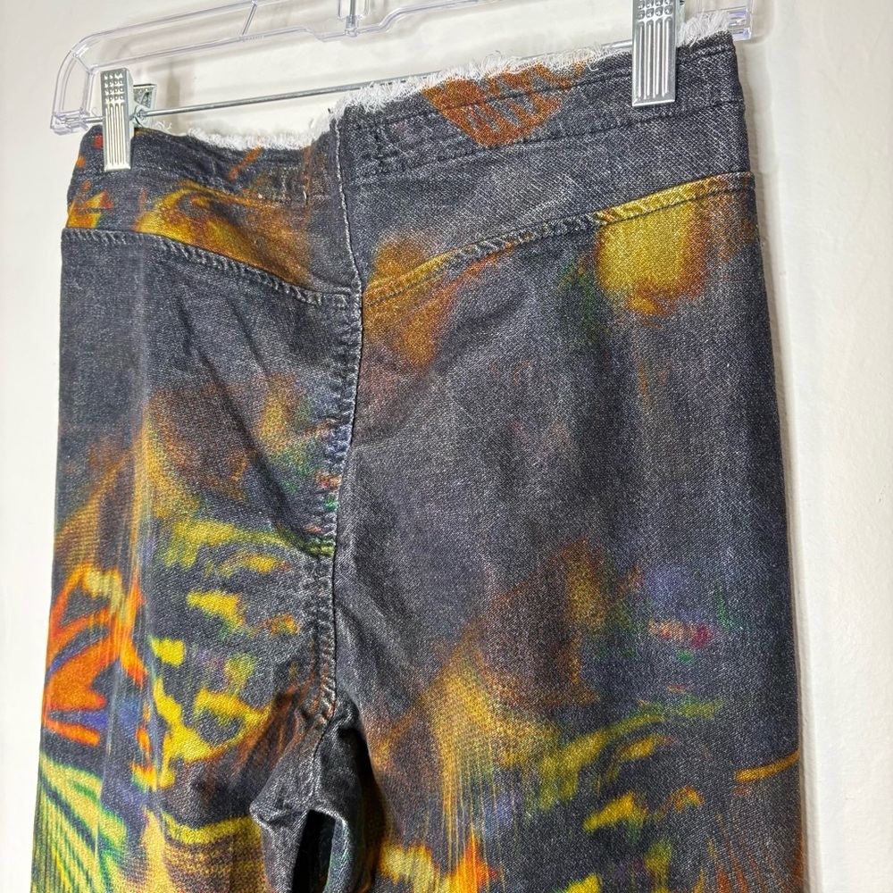 Urban Outfitters Butterfly Print Velvet Flare Pants V Front Ruched Waist Y2K 29 - Picture 6 of 7